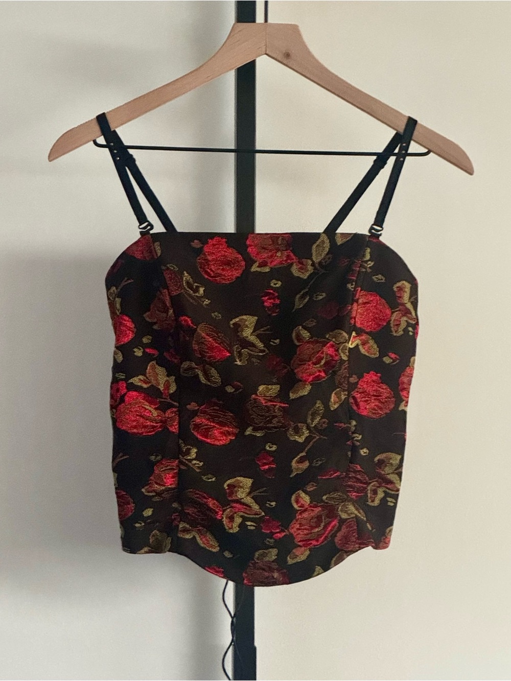 Vintage 90s Y2K Corset Floral Brocade Jacquard
